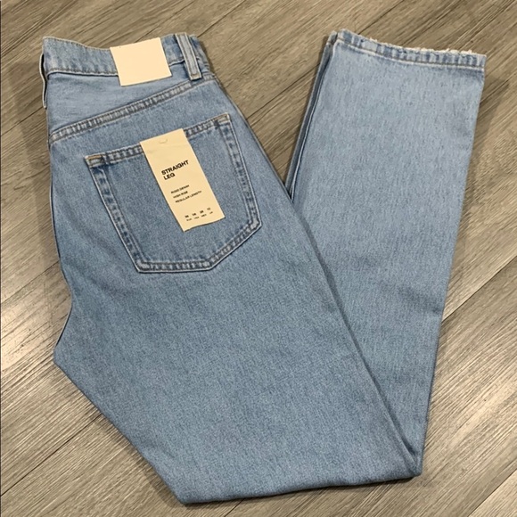 Massimo Dutti Denim - Massimo Dutti Light Wash Straight Leg High Rise 100% Cotton Jeans size 6 NWT